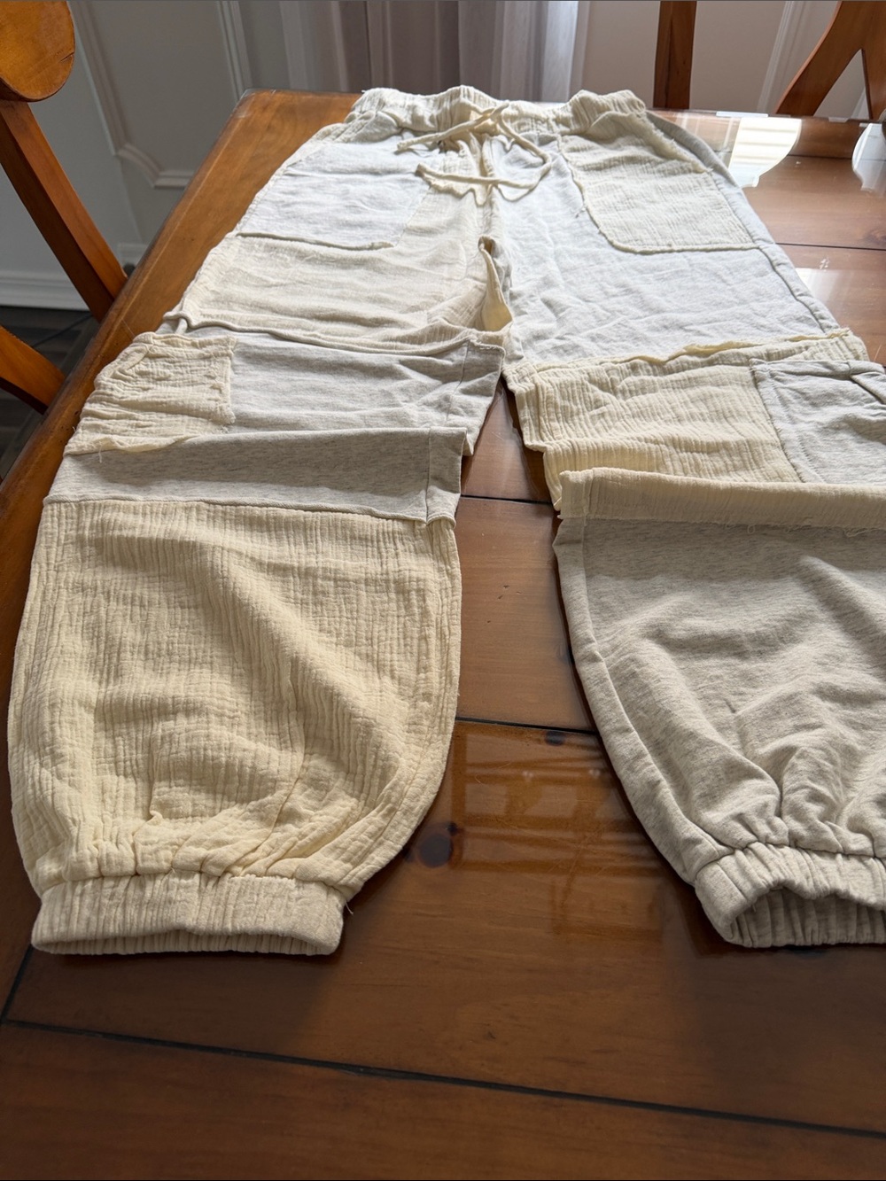 POL Neutral Patchwork Jogger Pants - Cream - Picture 10 of 12